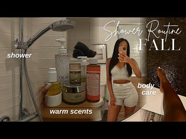 FALL MORNING SHOWER ROUTINE | practicing self care + essential beauty products + feminine hygiene