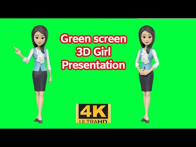 green screen 3D girl presentation