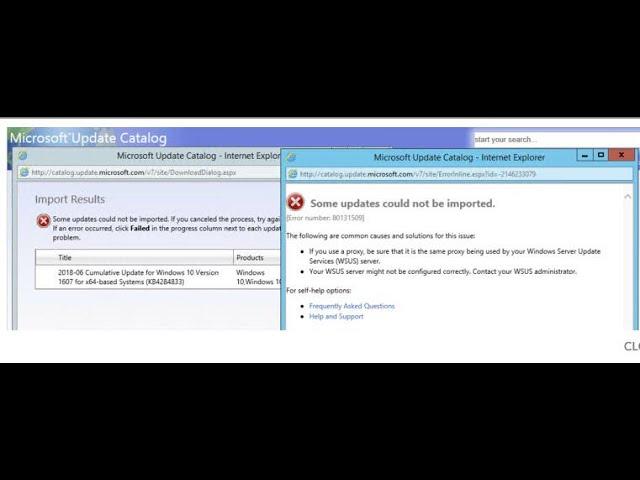 Import patches fails  from Microsoft Update Catalog