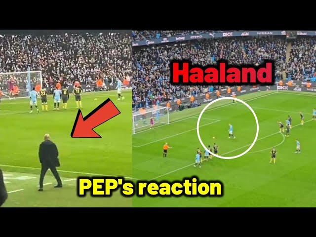 Pep Guardiola reaction to Haaland penalty miss vs Everton