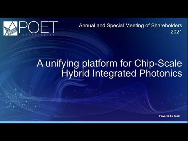 POET Technologies Annual General and Special Meeting (AGSM) 2021