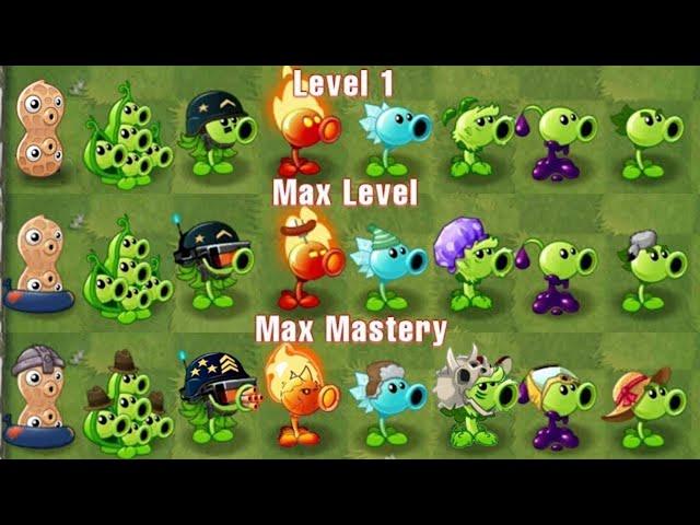 Tournament All Peashooter Level 1 vs Max Level vs Max Mastery - Who Will Win? - PvZ 2 Battlez