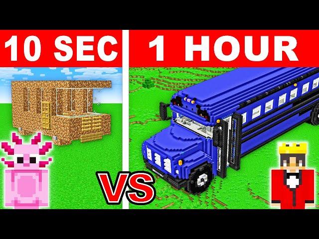 10 Seconds vs 1 Hour - Bus House Build Challenge in Minecraft