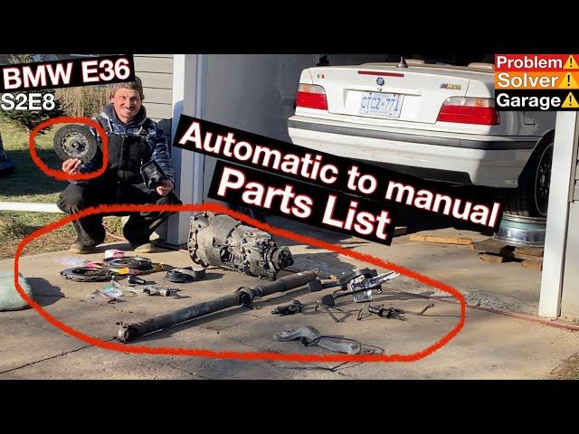 BMW E36 parts you need for automatic to manual transmission swap. Manual swap parts list.