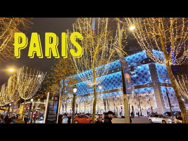 [4k]  Champs-Élysées & Avenue Montaigne Christmas Walk | Paris Night Tour 2024 | Walk in Paris