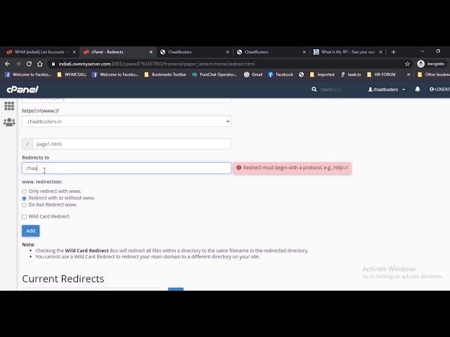 Interesting steps of Domain Redirection in Cpanel