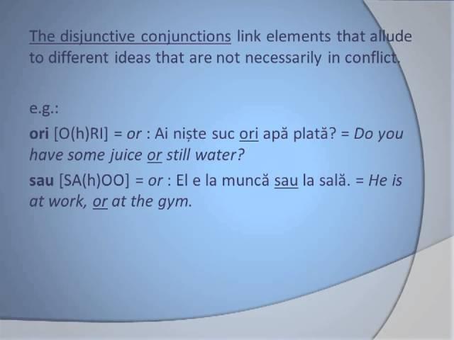 Basic Romanian Grammar Lesson 10:  Morphology - The Conjunction
