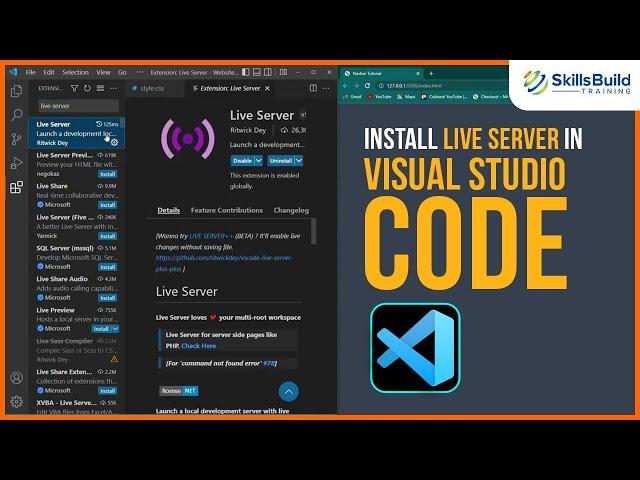 Install Live Server in Visual Studio Code