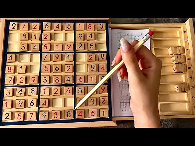  ASMR - (1+ Hour) Wooden puzzle - Sudoku (6)- Clicky Whispers