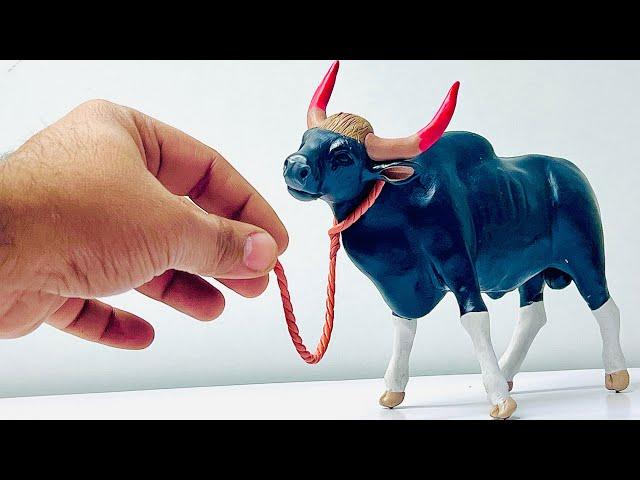 Clay Sculpting : How to make wild animals with clay Gaur bull,Bull making with clay,clay modelling