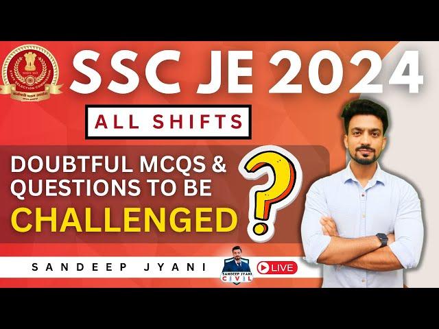 2 PM: DOUBTFUL MCQs & Questions to be challenged in SSC JE 2024 PAPER 1 |  #sandeepjyani