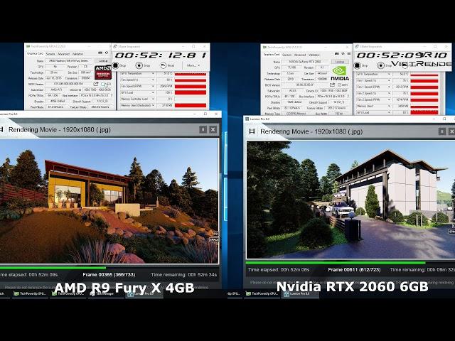 Lumion 8 Exterior Render Time AMD R9 Fury X vs Nvidia RTX 2060