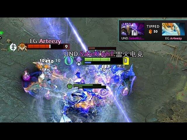 Arteezy got Solo Killed by Saberlight's Lvl 7 Dark Seer!