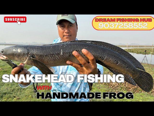 Snakehead fishing with handmade frog   Indonesian frog  ￼