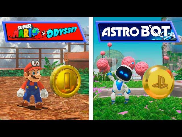 Astro Bot VS Super Mario Odyssey + 4K Gamer Pro | Physics, Animations, Interaction & Details