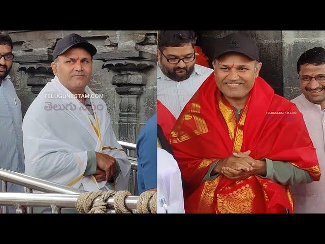 Former Indian Cricketer Virender Sehwag Prays At Tirumala Hill Shrine