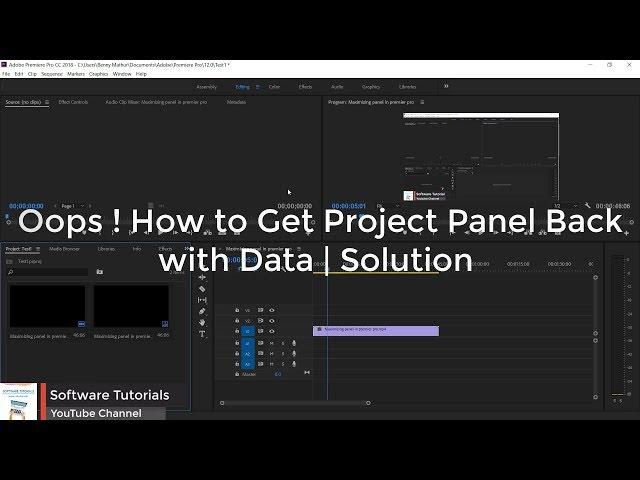 Accidentally closed Project Panel in Adobe Premiere Pro CC 2018 | Solution with Data Recovery