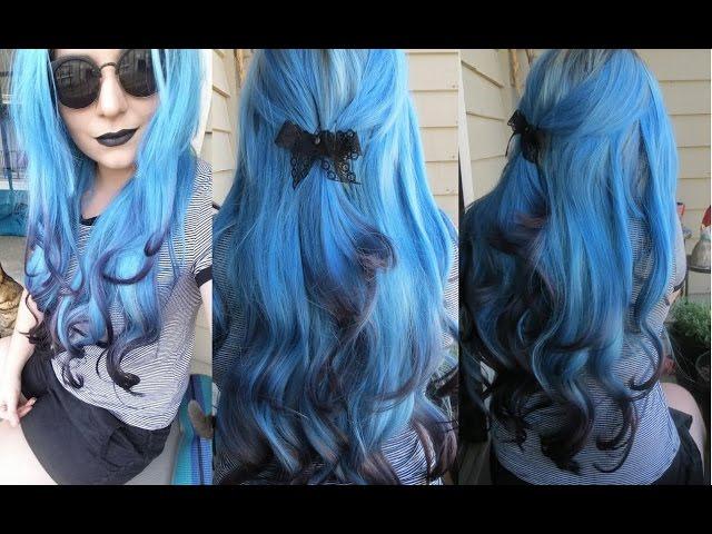 How I Dyed My Hair Extensions Blue With Black Tips | Ice Fire Black and Blue Ombre