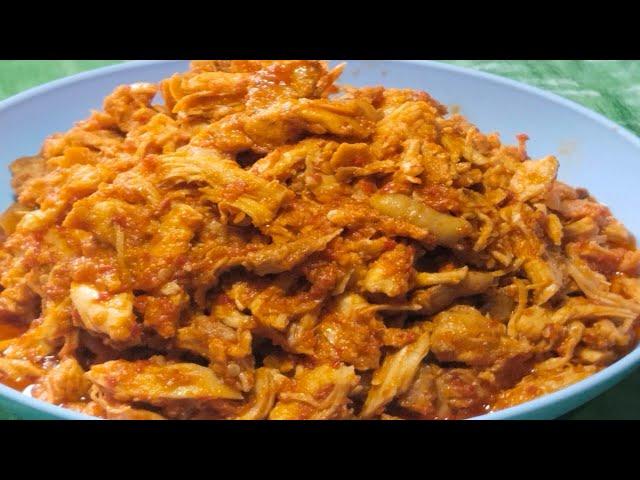 Resep ayam suwir ala hajatan || Resep ayam suwir pedas manis.