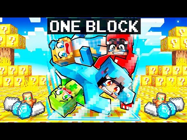 SURVIVING on ONE LUCKY BLOCK With CRAZY FAN GIRL!