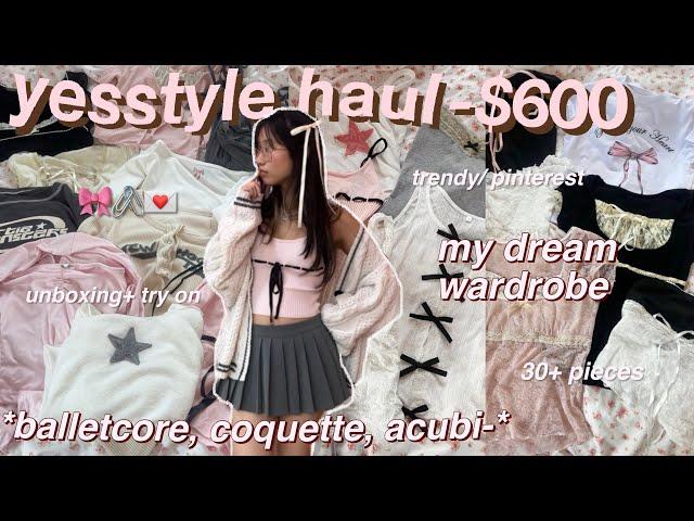 $600 HUGE YESSTYLE try-on haul (30+ items) trendy, aesthetic clothes *balletcore, coquette, acubi*