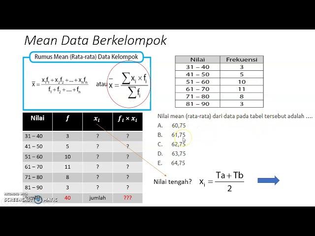 Mean, Median, Modus Data Berkelompok