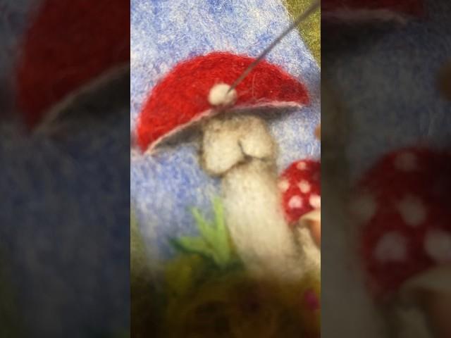 Needle felting a whimsical mushroom bookmark Relaxing ASMR