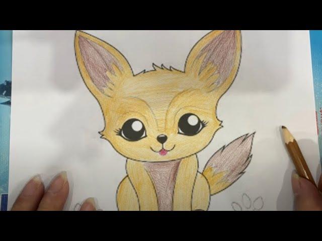 Complete the painting of a cute yellow fox