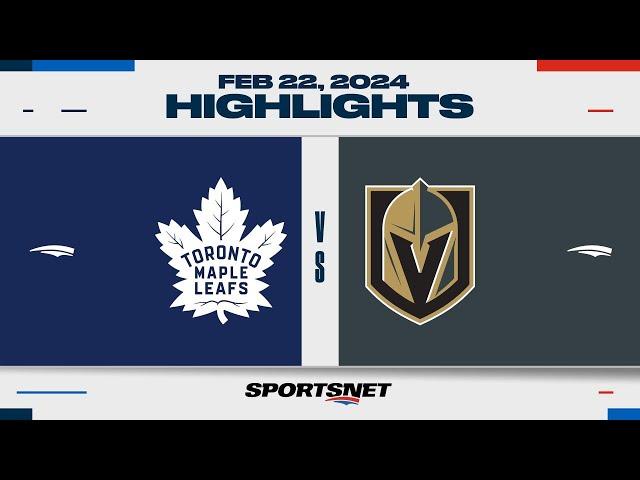 NHL Highlights | Maple Leafs vs. Golden Knights - February 22, 2024