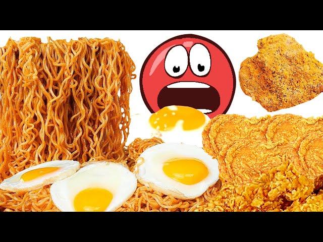 ASMR INDOMIE MIE GORENG & FRIED CHICKEN EATING with RED BALL 4 MUKBANG ANIMATION #Shorts