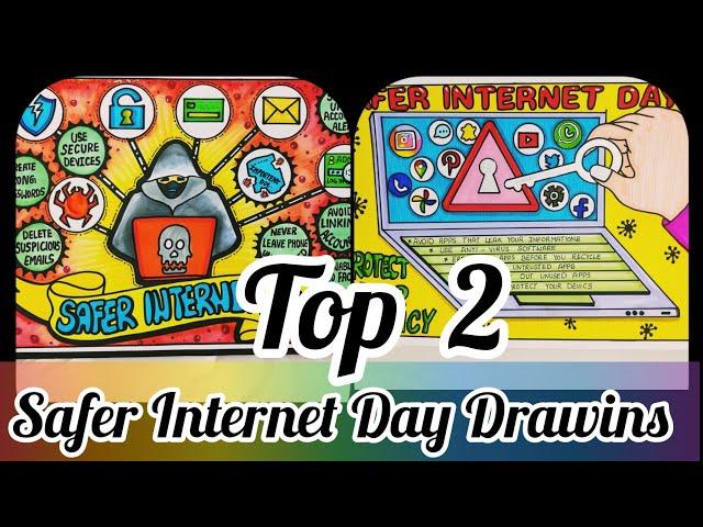 Safer Internet Day Poster/Safer Internet Day Drawing Easy steps /Cyber Safety Poster Drawing