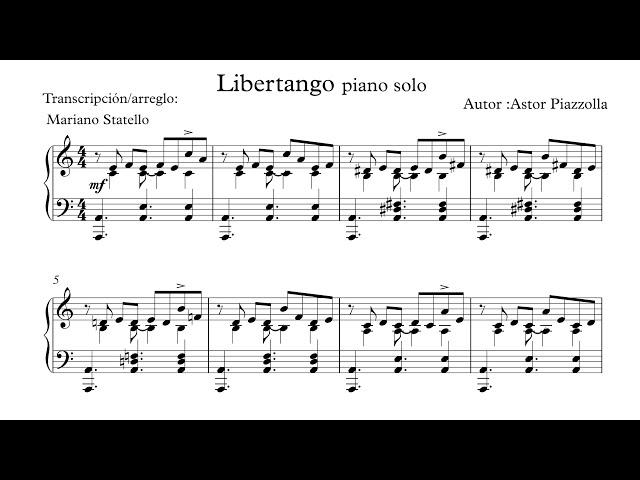 "LIBERTANGO" FREE PIANO SHEET MUSIC - Astor Piazzolla arr. Mariano Statello