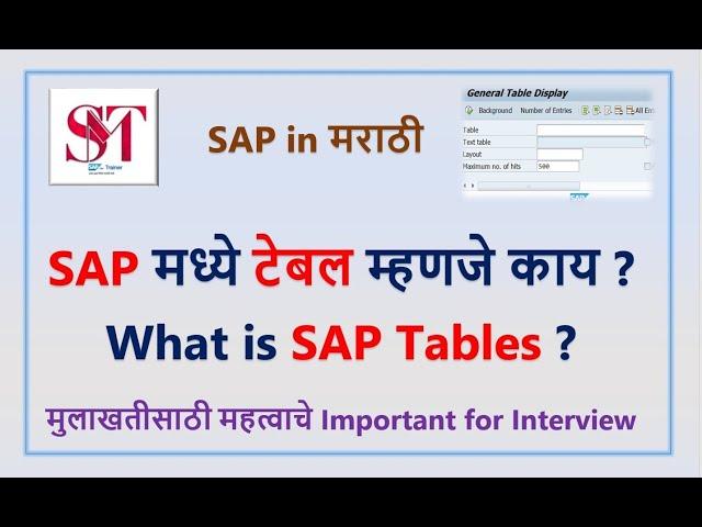 SAP Table म्हणजे काय | SAP Tables | SAP Tables in Marathi | What is SAP Table | SAP in Marathi