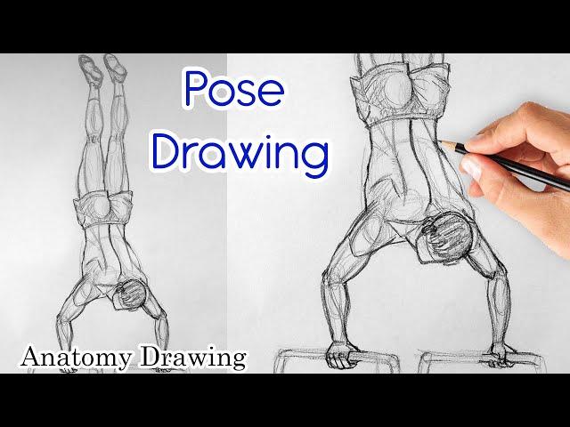 How to draw workout pose / Male body muscle / Drawing Practice