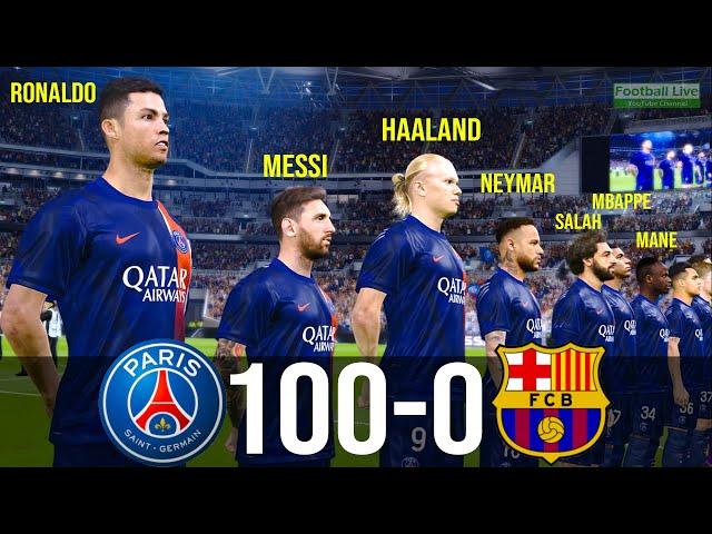 What if Ronaldo Messi Haaland Neymar Salah Mbappe Mane Lautaro Benzema play together PSG vs FCB |PES