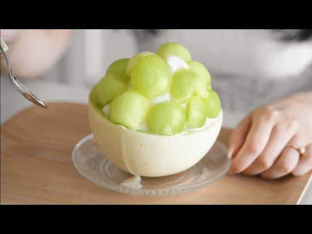 Melon Bingsu // Korean shaved ice (no machine)