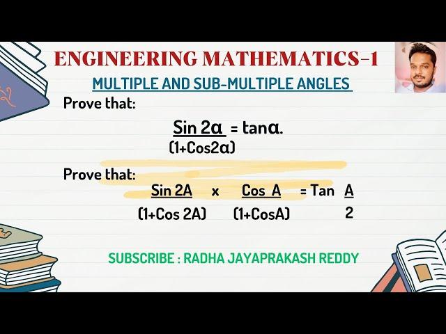 MULTIPLE AND SUB-MULTIPLE ANGLES || ENGINEERING MATHEMATICS - 1|| DIPLOMA - 1St Year Maths ||