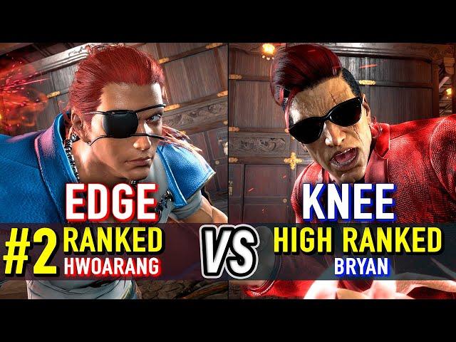 T8  EDGE (#2 Ranked Hwoarang) vs KNEE (Bryan)  Tekken 8 High Level Gameplay