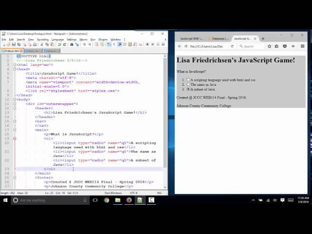 JavaScript final project part 2 of 3 - Lisa Friedrichsen