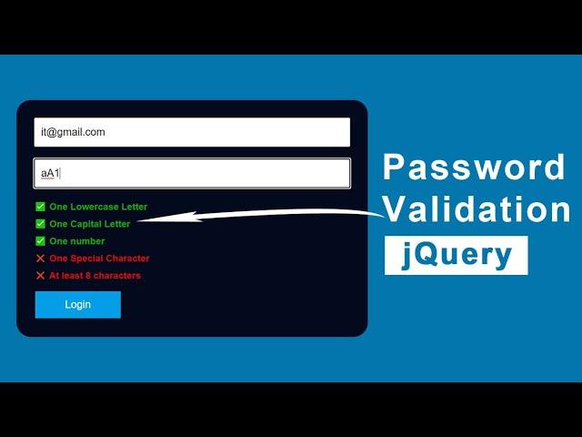 jQuery Password Validation | Password Strength Validate using jQuery