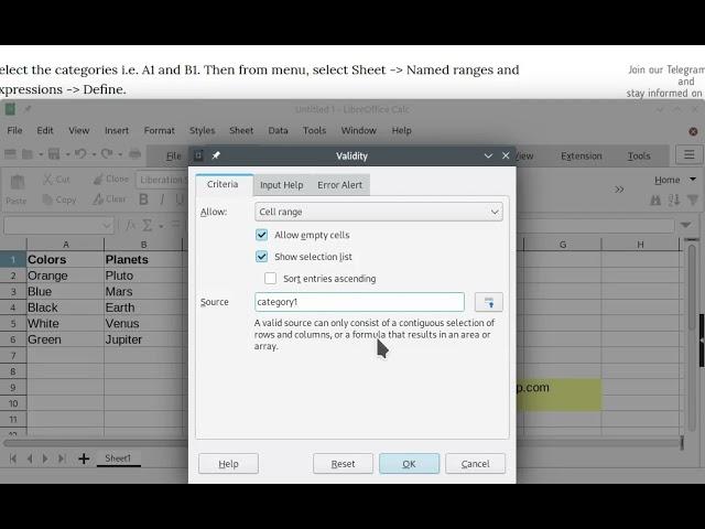 Data Validation Using Double Dependent Dropdown List – LibreOffice Calc