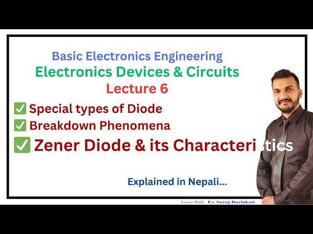 Lecture 6 Zener Diode & Characteristics |EDC | Basic Electronics| in Nepali #diode #zenerdiode #edc