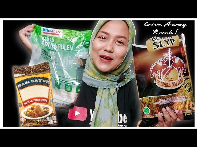 ASMR MAKAN BERAS MENTAH || 3 BRAND BERAS PREMIUM || #giveaway #asmrrawriceeating #asmr #mukbang