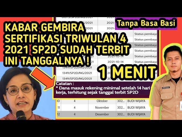 KABAR GEMBIRA SERTIFIKASI GURU TRIWULAN 4 TAHUN 2021 KAPAN CAIR CEK VIDEO INI NO SP2D SUDAH TERBIT