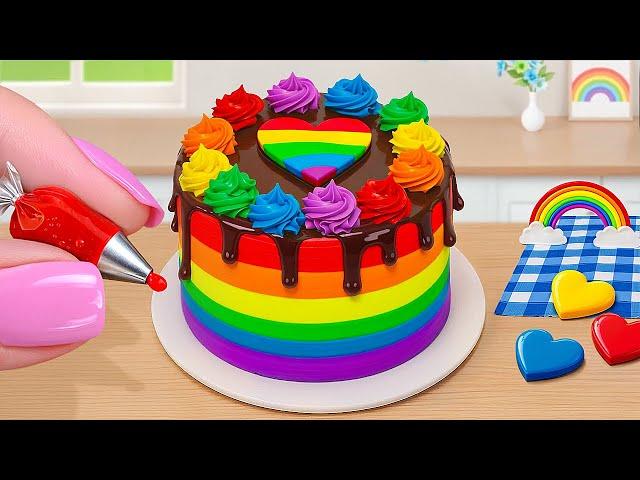 Ultimate Rainbow Mini Cake  | Satisfying Chocolate Drip Cake Decorating ASMR