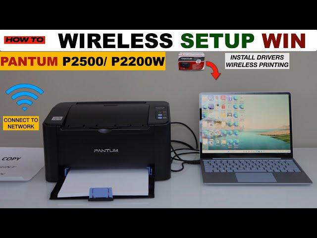 Pantum P2500W, P2200W Wireless Setup Windows Laptop or PC, Install Drivers, Wireless Printing Video.