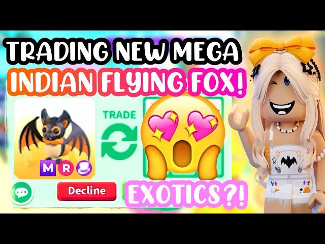 TRADING NEW MEGA NEON INDIAN FLYING FOX!️EXOTICS?!#adoptmeroblox #preppyadoptme #preppyroblox