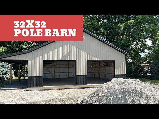 32x32 POLE BARN with (Textured) Metal Siding