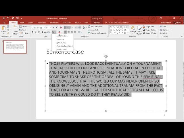 Microsoft PowerPoint - How to Change Text to Sentence Case