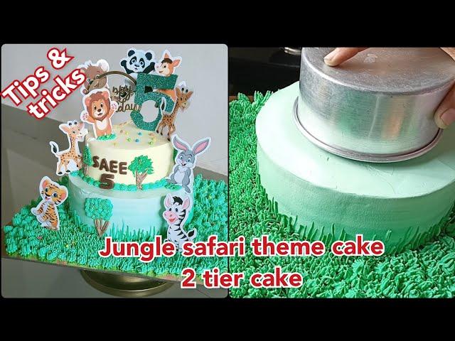 Jungle safari theme cake | Two tier cake Tips & tricks